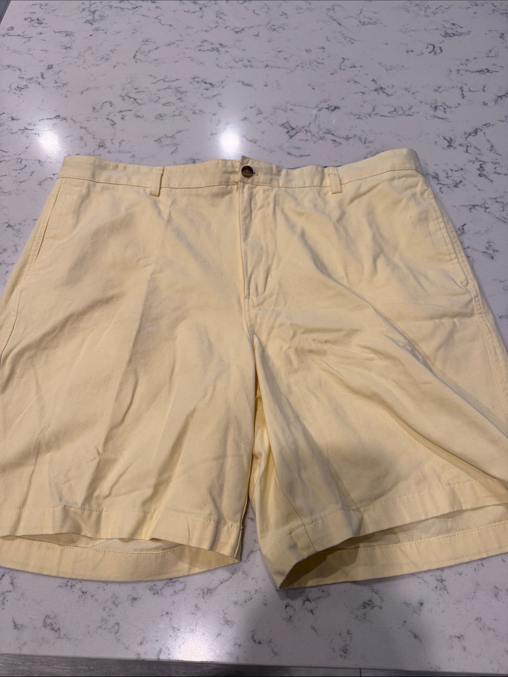 Chaps Pale Yellow Cotton Flat-Front Shorts